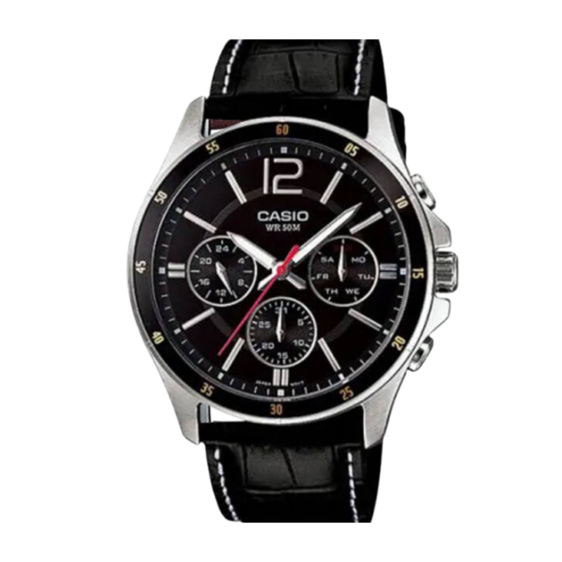 Casio MTP‑1374L‑1AVDF Men’s Silver Dial Leather Watch