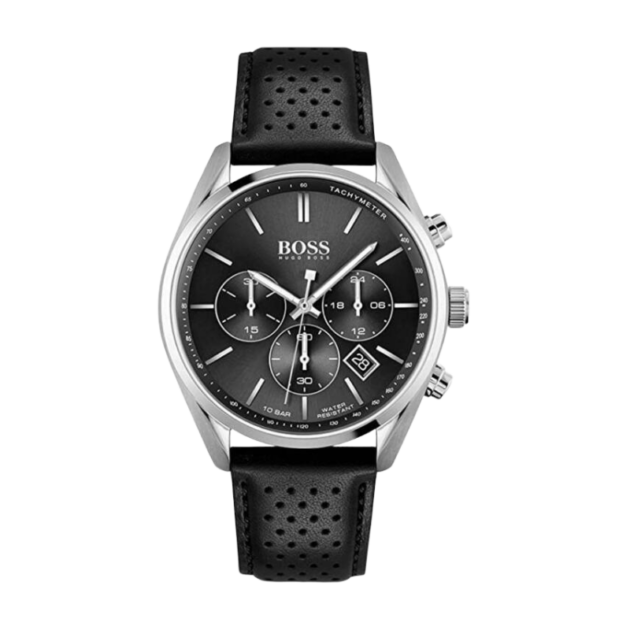 Hugo Boss 1513816 Men’s Quartz Leather Strap Black Dial 44mm Watch