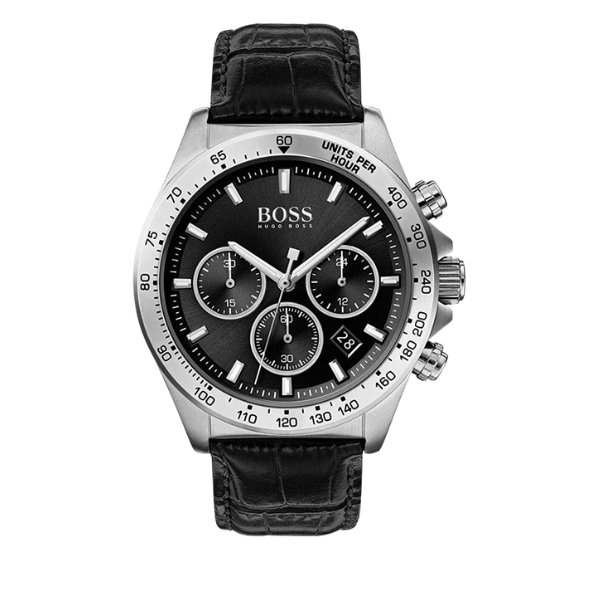 Hugo Boss 1513752 Men’s Chronograph Leather Strap Black Dial 45mm Watch