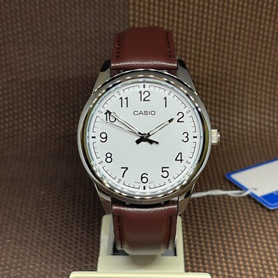 Casio #MTP-V005L-7B Men's Standard Analog Black Leather Band Silver Dial Watch - Image 2